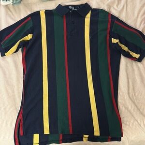 U.S. Polo by Ralph Lauren Blue and Green Striped Polo Shirt size L